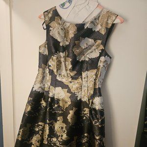 Vince Camuto Blue, Gold, and White Cocktail Dress
